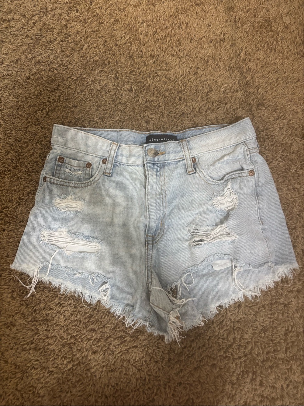 Aeropostale Light Blue Distressed Denim Cutoff Shorts